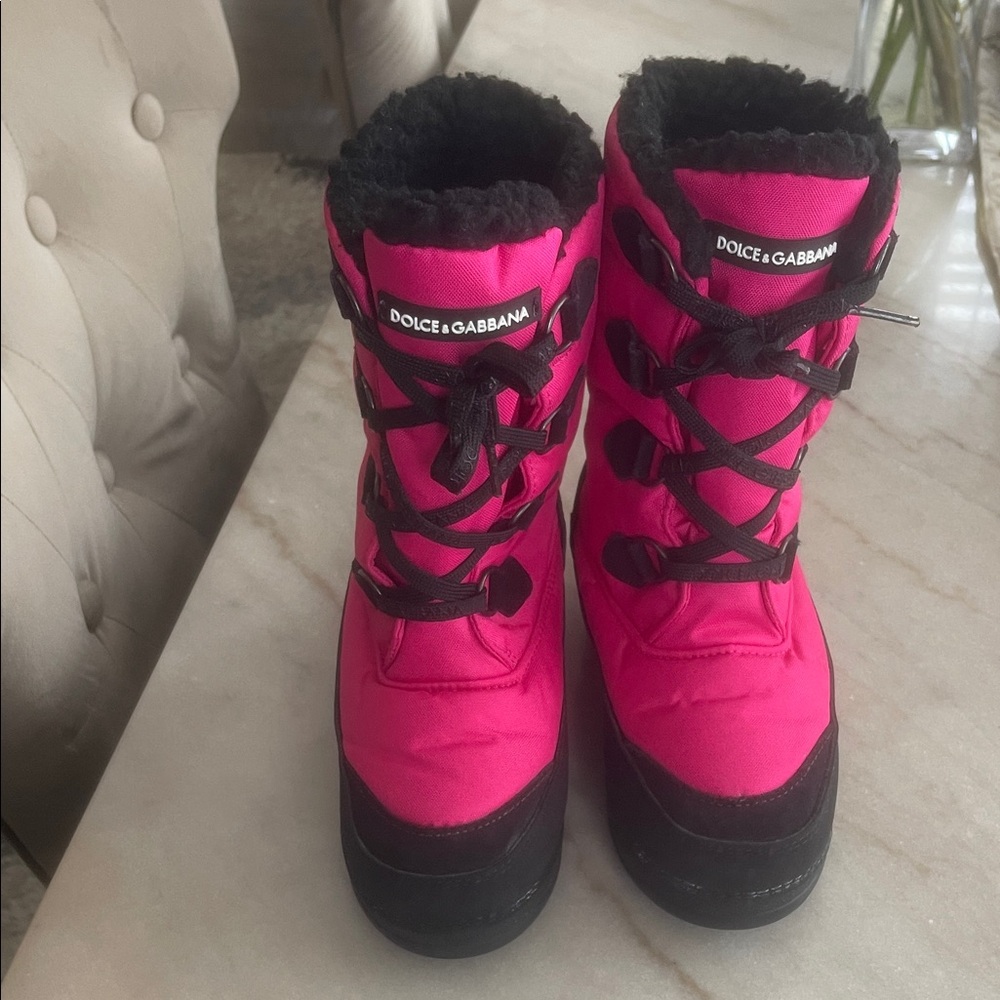 Dolce & Gabbana Fuchsia and Black Snow Boots